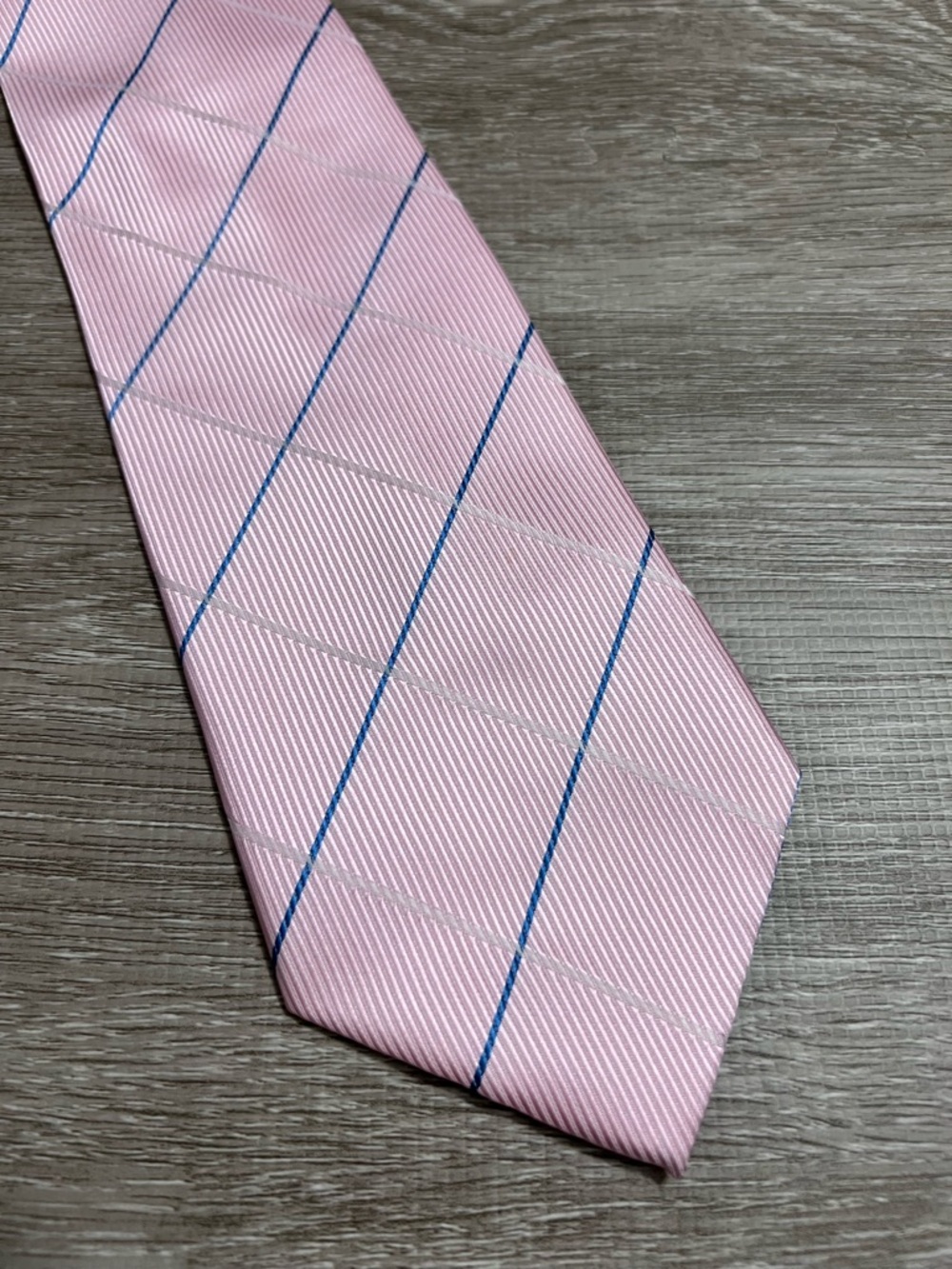 Paul Smith Classic Pink Stripe Men's Tie - Light Pink with Blue/White Lines